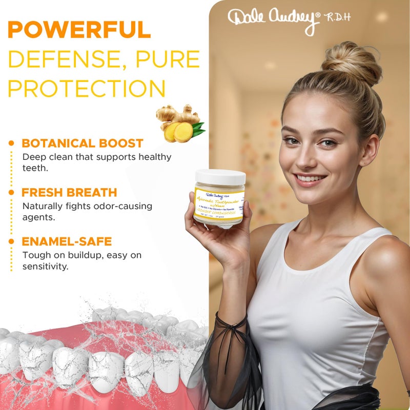 Dale Audrey Ayurvedic Remineralizing Tooth Powder for Sensitive Teeth | Organic Fresh Ginger Flavor for Teeth Whitening and Fresh Breath | Natural Tooth Sensitivity Toothpowder for Gums and Bad Breath-1.3 Oz - Image 2